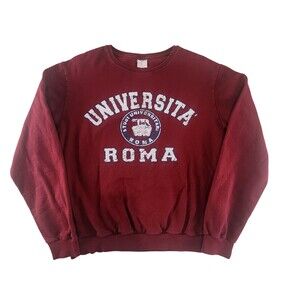 I.T.S Sweatshirt Mens Large Red Universita Roma Fleece Italian University